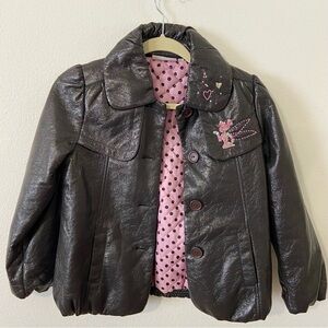 Disneyland Paris girls kids faux leather tinkerbell jacket coat merch size 10